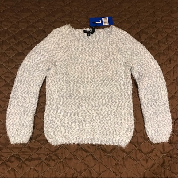 NWT Soft Delicate Knit Sweater by Buffalo David Bitton - Large - Gray & White - Picture 1 of 14